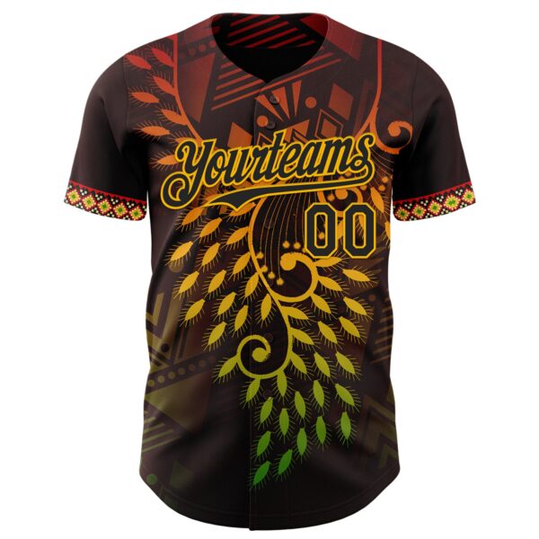 Custom Brown Black Red-Gold Black History Month Africa Tribal Authentic Baseball Jersey
