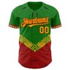 Custom Grass Green Gold Red-Black Black History Month Africa Tribal Authentic Baseball Jersey