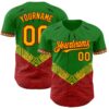 Custom Grass Green Gold Red-Black Black History Month Africa Tribal Authentic Baseball Jersey