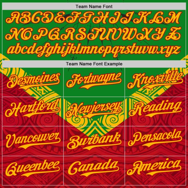 Custom Grass Green Gold Red-Black Black History Month Africa Tribal Authentic Baseball Jersey