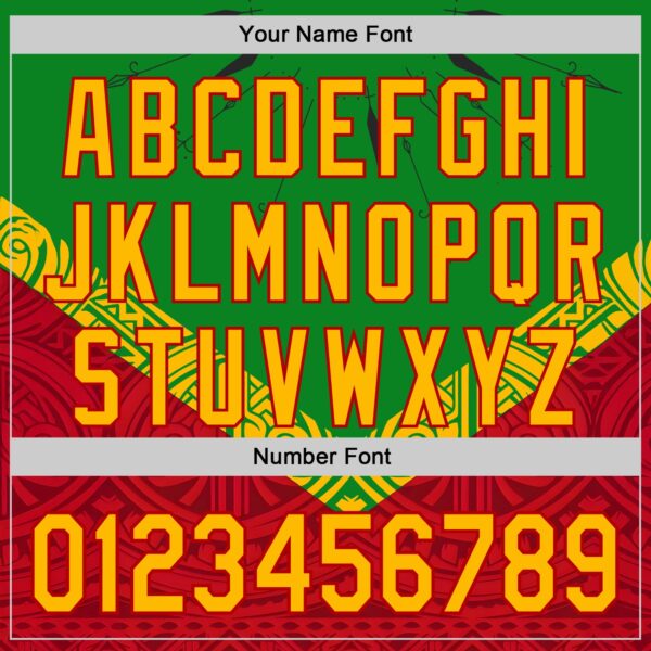 Custom Grass Green Gold Red-Black Black History Month Africa Tribal Authentic Baseball Jersey