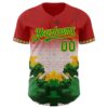 Custom Red Grass Green Gold-Black Black History Month Africa Tribal Authentic Baseball Jersey