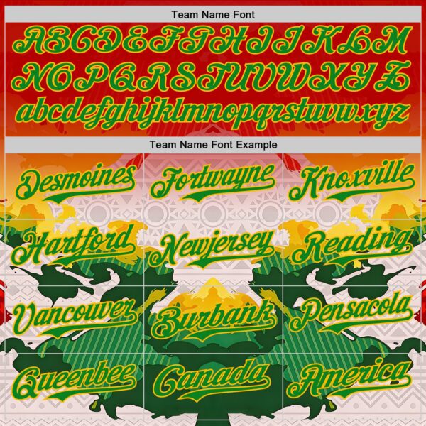 Custom Red Grass Green Gold-Black Black History Month Africa Tribal Authentic Baseball Jersey