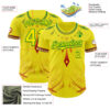 Custom Light Yellow Grass Green Red-Black Black History Month Africa Tribal Authentic Baseball Jersey