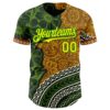 Custom Old Gold Light Yellow Grass Green Black-Red Black History Month Africa Tribal Authentic Baseball Jersey
