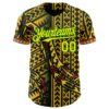Custom Black Light Yellow Gold Grass Green-Red Black History Month Africa Tribal Authentic Baseball Jersey