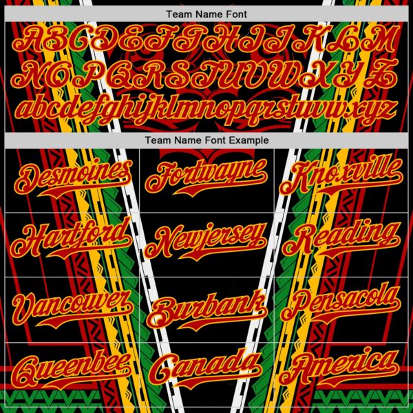 Custom Black Red Gold-Green Black History Month Africa Tribal Authentic Baseball Jersey