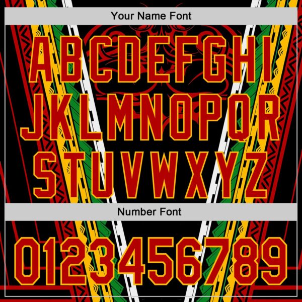 Custom Black Red Gold-Green Black History Month Africa Tribal Authentic Baseball Jersey