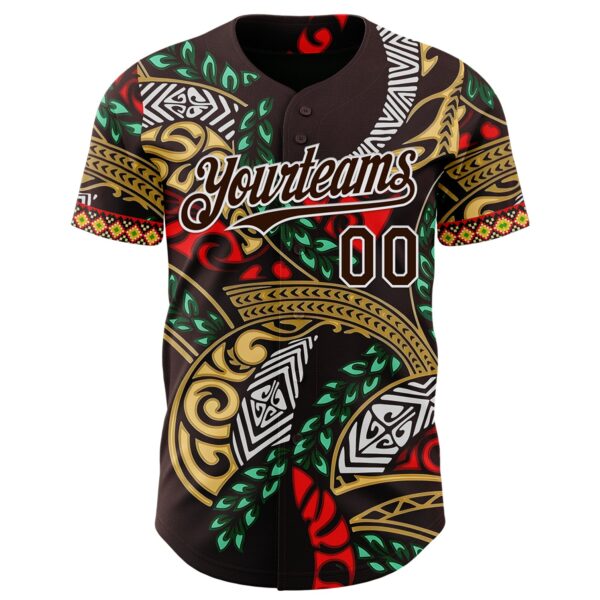Custom Brown Green Red Yellow-White Black History Month Africa Tribal Authentic Baseball Jersey