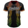 Custom Black Red Yellow Green-White Black History Month Africa Tribal Authentic Baseball Jersey