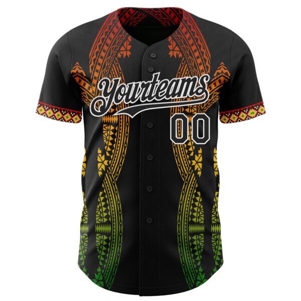 Custom Black Red Yellow Green-White Black History Month Africa Tribal Authentic Baseball Jersey