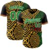 Custom Black Grass Green Gold Red-White Black History Month Africa Tribal Authentic Baseball Jersey