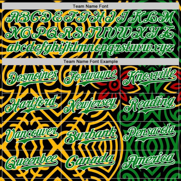 Custom Black Grass Green Gold Red-White Black History Month Africa Tribal Authentic Baseball Jersey