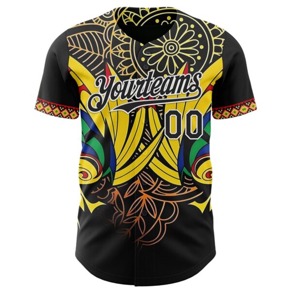 Custom Black Yellow Red Green-White Black History Month Africa Tribal Authentic Baseball Jersey