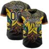 Custom Black Yellow Red Green-White Black History Month Africa Tribal Authentic Baseball Jersey