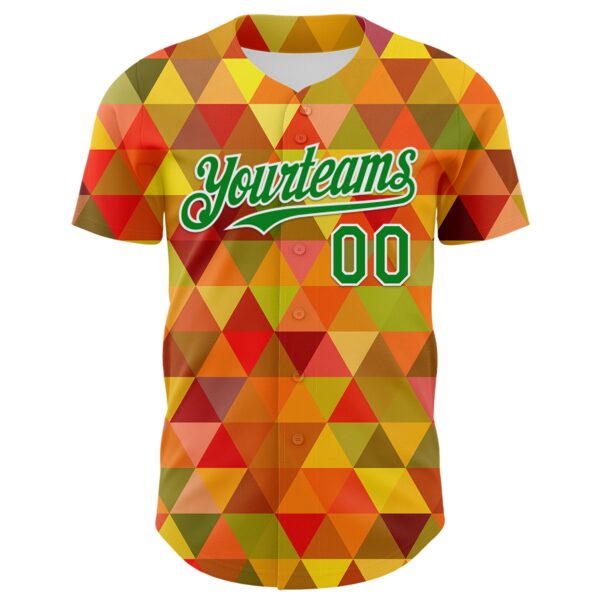 Custom Red Grass Green Yellow-White 3D Pattern Design Black History Month Abstract Geometric Authentic Baseball Jersey