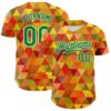 Custom Red Grass Green Yellow-White 3D Pattern Design Black History Month Abstract Geometric Authentic Baseball Jersey