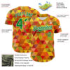 Custom Red Grass Green Yellow-White 3D Pattern Design Black History Month Abstract Geometric Authentic Baseball Jersey