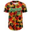 Custom Red Grass Green Yellow-White 3D Pattern Design Black History Month Abstract Geometric Authentic Baseball Jersey