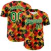 Custom Red Grass Green Yellow-White 3D Pattern Design Black History Month Abstract Geometric Authentic Baseball Jersey
