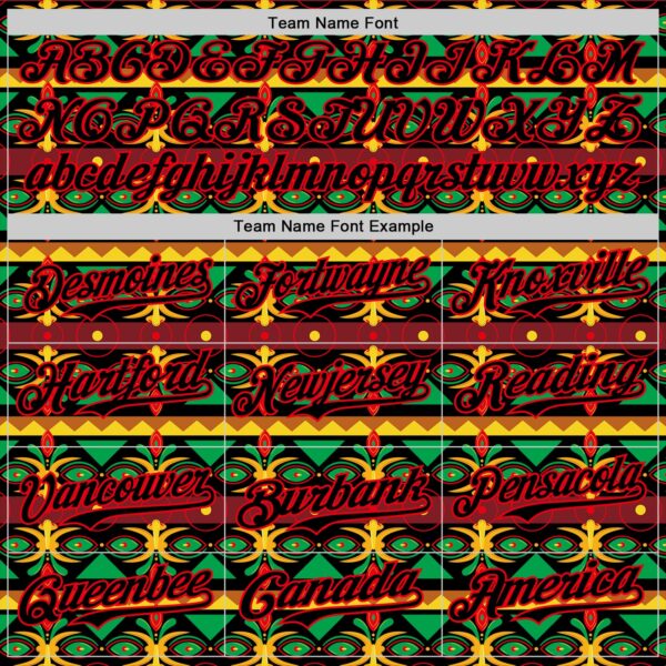 Custom Black Green Yellow Green-Fire Red 3D Pattern Design Black History Month African Ethnicity Style Authentic Baseball Jersey