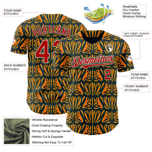 Custom Black Red Yellow Green-White 3D Pattern Design Black History Month African Ethnicity Style Authentic Baseball Jersey