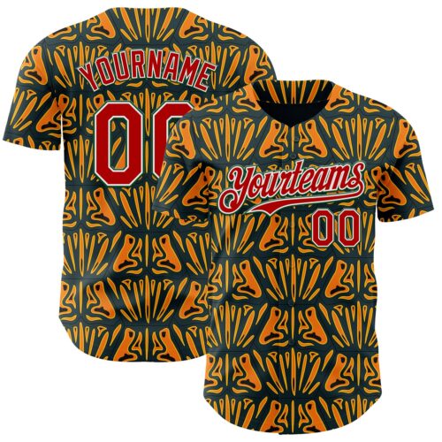 3DPattern12025 Custom Black Red Yellow Green-White 3D Pattern Design Black History Month African Ethnicity Style Authentic Baseball Jersey