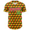 Custom Yellow Grass Green Red-White 3D Pattern Design Black History Month Abstract Geometric Authentic Baseball Jersey
