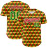 Custom Yellow Grass Green Red-White 3D Pattern Design Black History Month Abstract Geometric Authentic Baseball Jersey