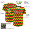 Custom Yellow Grass Green Red-White 3D Pattern Design Black History Month Abstract Geometric Authentic Baseball Jersey