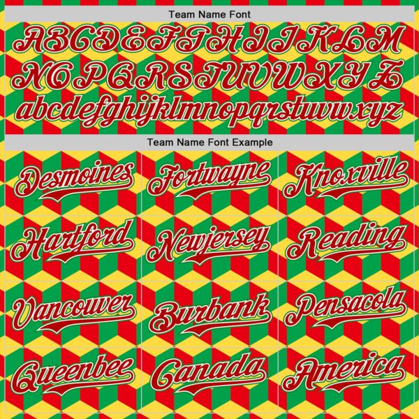 Custom Yellow Grass Green Red-White 3D Pattern Design Black History Month Abstract Geometric Authentic Baseball Jersey