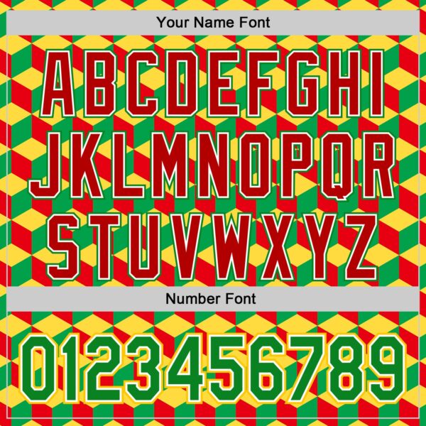 Custom Yellow Grass Green Red-White 3D Pattern Design Black History Month Abstract Geometric Authentic Baseball Jersey