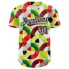 Custom White Black Red Yellow-Green 3D Pattern Design Black History Month Abstract Geometric Authentic Baseball Jersey