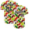 Custom White Black Red Yellow-Green 3D Pattern Design Black History Month Abstract Geometric Authentic Baseball Jersey