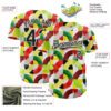 Custom White Black Red Yellow-Green 3D Pattern Design Black History Month Abstract Geometric Authentic Baseball Jersey