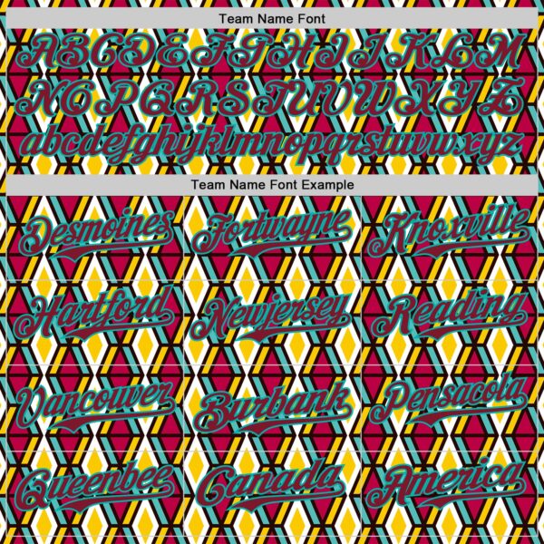 Custom White Crimson Yellow-Aqua 3D Pattern Design Black History Month Abstract Geometric Authentic Baseball Jersey