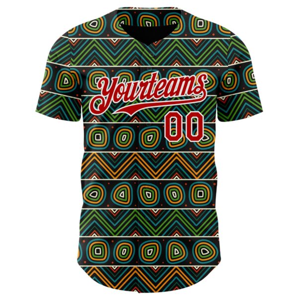 Custom Black Red Green Yellow-White 3D Pattern Design Black History Month African Ethnicity Style Authentic Baseball Jersey