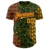 Custom Green Gold Crimson-Black 3D Pattern Design Black History Month African Ethnicity Style Animal Print Authentic Baseball Jersey