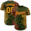 Custom Green Gold Crimson-Black 3D Pattern Design Black History Month African Ethnicity Style Animal Print Authentic Baseball Jersey