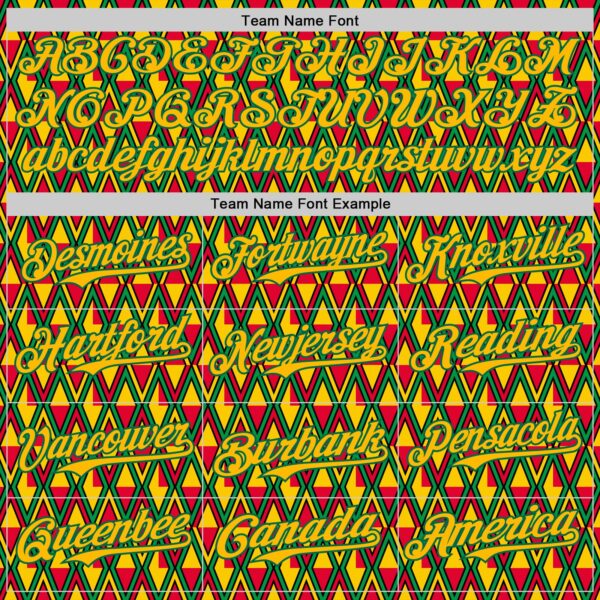 Custom Red Gold Kelly Green-Black 3D Pattern Design Black History Month Abstract Geometric Authentic Baseball Jersey