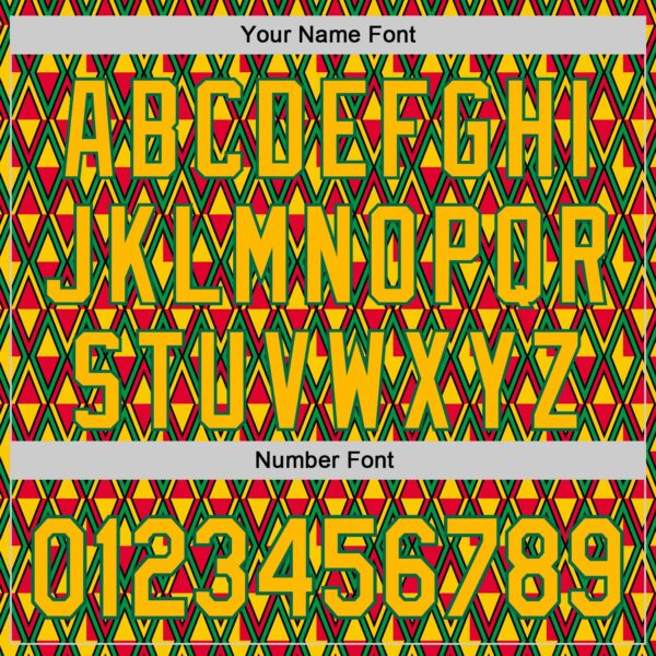 Custom Red Gold Kelly Green-Black 3D Pattern Design Black History Month Abstract Geometric Authentic Baseball Jersey