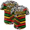 Custom White Black Red Green-Gold 3D Pattern Design Black History Month Abstract Geometric Animal Print Authentic Baseball Jersey