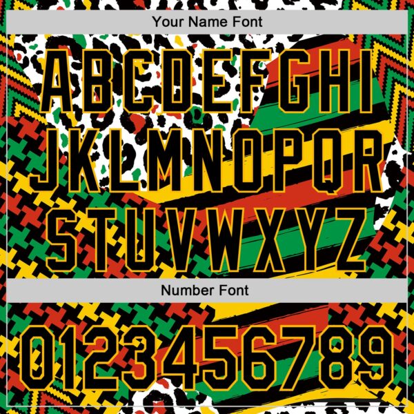 Custom White Black Red Green-Gold 3D Pattern Design Black History Month Abstract Geometric Animal Print Authentic Baseball Jersey