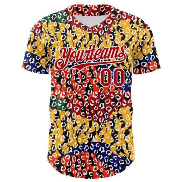 Custom Yellow Red Black Green-White 3D Pattern Design Black History Month Animal Print Authentic Baseball Jersey