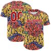 Custom Yellow Red Black Green-White 3D Pattern Design Black History Month Animal Print Authentic Baseball Jersey