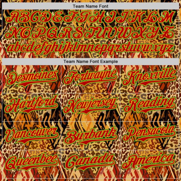 Custom Brown Red Gold-Grass Green 3D Pattern Design Black History Month Animal Print Authentic Baseball Jersey