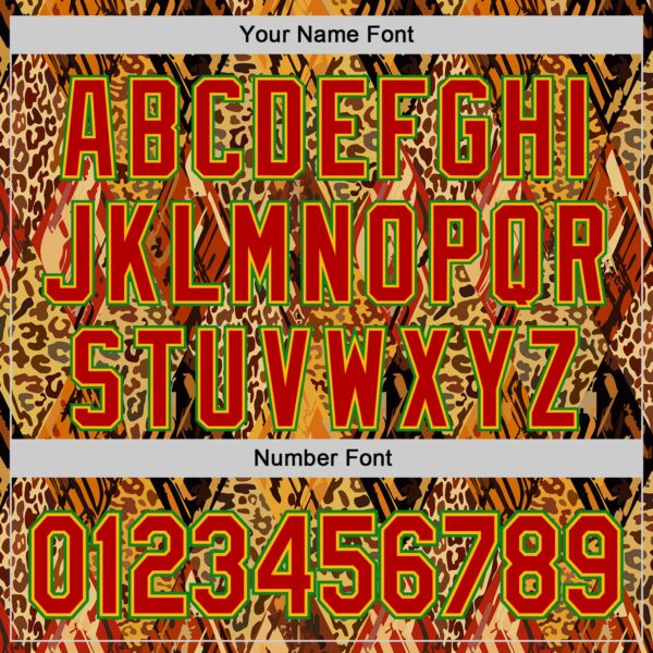 Custom Brown Red Gold-Grass Green 3D Pattern Design Black History Month Animal Print Authentic Baseball Jersey