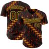 Custom Black Red Gold-Green 3D Pattern Design Black History Month Abstract Authentic Baseball Jersey