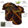 Custom Black Red Gold-Green 3D Pattern Design Black History Month Abstract Authentic Baseball Jersey