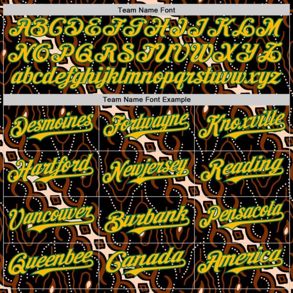 Custom Black Gold Red Cream-Kelly Green 3D Pattern Design Black History Month Abstract Authentic Baseball Jersey